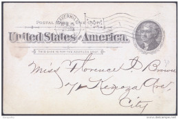 US Postal Stationery Postcard Travelled 1897 Bb - ...-1900