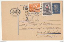 Yugoslavia Red Cross Postal Tax Stamp On Postal Stationery Postcard Travelled 1952 Zagreb To Gozd Matuljek B190720 - Liefdadigheid