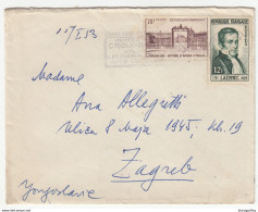 France Croix-Rouge Slogan Postmark On Letter Cover Travelled 1953 Paris To Zagreb B190715 - Covers & Documents