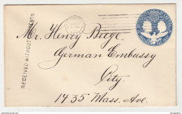 US 1892 1c Postal Stationery Letter Cover Posted 1894 B191210 - ...-1900