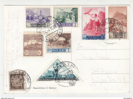 San Marino 2 Multifranked Postcards Posted 1953/57 To Germany B210301 - Covers & Documents