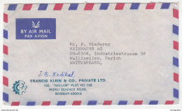 Francis Klein & Co, Bombay Company Air Mail Letter Cover Travelled 1980 To Switzerland B180725 - Covers & Documents