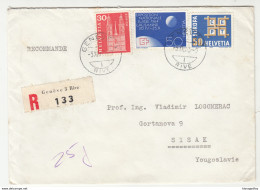 Switzerland 1963 Europa CEPT Stamp On Letter Cover Travelled Registered 1968 Geneve To Sisak B190501 - 1963