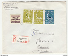 Netherlands 1966 Europa CEPT Stamps On Registered Letter Cover Travelled Amsterdam To Zagreb B190501 - 1966