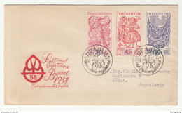 Czechoslovakia, 1958 Brussels International Exhibition Full Series On Two FDC's Travelled B190320 - 1958 – Brüssel (Belgien)