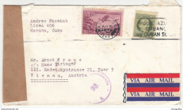 Cuba Censored Air Mail Letter Travelled 1949 To Austria B170925 - Posta Aerea