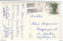 Schöckel Gondelbahn Slogan Postmark On Graz Panorama Old Postcard Travelled 1954 B170915 - Tranvie