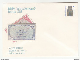 Germany BDPh-Jahreskongreß Berlin 1988 Währungsreform Illustrated Postal Stationery Letter Cover Unused B200510 - Sobres Privados - Nuevos