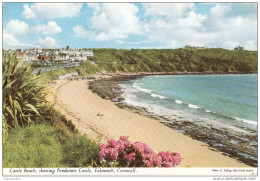 Castle Beach, Pendennis Castle Old Postcard Travelled 19?? Bb151109 - Falmouth