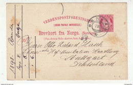 Norge Postal Stationery Postcard  Brevkort Posted 1898 Bergen Pmk B210725 - Enteros Postales