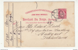 Norge Postal Stationery Postcard  Brevkort Posted 1898 Bergen Pmk B210725 - Entiers Postaux