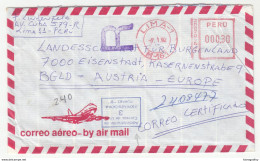 Peru, Letter Cover With Meter Stamp Posted 1992 Lima Pmk B200720 - Peru