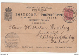 Finland Russia UPU Postal Stationery Postcard Postkort Posted 1896 To Germany B200210 - Enteros Postales