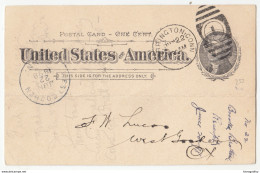 USA, Brooks Brothers Bankers Postal Stationery Postcard Travelled 1898 Torrington (CT) To West Goshen (CT) B180122 - ...-1900