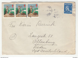 Finland Christmas TBC Stamps On Letter Cover Travelled 1951 To Germany B190210 - Briefe U. Dokumente