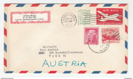 US 1c Overprinted Postal Stationery Air Mail Letter Cover Posted 1960 Lenox. Mass. To Austria B191201 - 1941-60