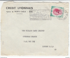 Credit Lyonnais Company Letter Cover Travelled 1962 To England Monaco Slogan Postmark B171005 - Storia Postale