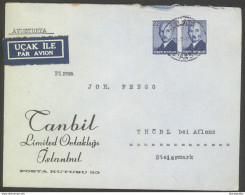 Turkey, Canbil Limited Ortaklığı Istanbul Company Letter Cover Airmail Travelled Galata Pmk B170410 - Lettres & Documents
