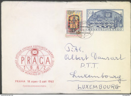 Czechoslovakia, International Philatelic Exhibition Prague 1962 Postal Stationary Travelled Znojmo To Luxembourg B170410 - Enveloppes