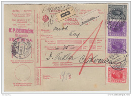 Yugoslavia Kingdom SHS Parcel Card - Sprovodni List 1930 Koprivnica To Crikvenica Bb160516 - Otros & Sin Clasificación