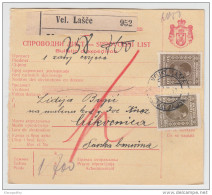 Yugoslavia Kingdom SHS Parcel Card - Sprovodni List 1930 Vel. Lasce To Crikvenica Bb160516 - Altri & Non Classificati