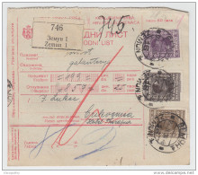 Yugoslavia Kingdom SHS Parcel Card - Sprovodni List 1930 Zemun To Crikvenica Bb160516 - Altri & Non Classificati