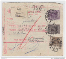 Yugoslavia Kingdom SHS Parcel Card - Sprovodni List 1930 Zemun To Crikvenica Bb160516 - Otros & Sin Clasificación