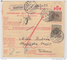 Yugoslavia Kingdom SHS Parcel Card - Sprovodni List 1930 Kastav To Crikvenica Bb160516 - Autres & Non Classés