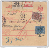 Yugoslavia Kingdom SHS Parcel Card - Sprovodni List 1930 Beograd To Crikvenica Bb160516 - Autres & Non Classés