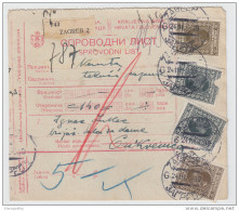 Yugoslavia Kingdom SHS Parcel Card - Sprovodni List 1930 Zagreb To Crikvenica Bb160516 - Other & Unclassified