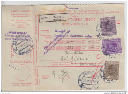 Yugoslavia Kingdom SHS Parcel Card - Sprovodni List 1930 Zagreb To Crikvenica Bb160516 - Other & Unclassified