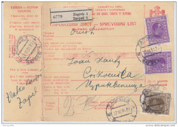 Yugoslavia Kingdom SHS Parcel Card - Sprovodni List 1930 Zagreb To Crikvenica Bb160516 - Sonstige & Ohne Zuordnung