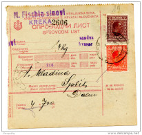 Kingdom SHS 1928 Poštna Spremnica - Parcel Card Kreka - Split B151204 - Sonstige & Ohne Zuordnung