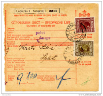 Kingdom SHS 1928 Poštna Spremnica - Parcel Card Sarajevo - Split B151204 - Other & Unclassified