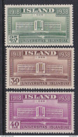 Iceland 1938 University Of Iceland MiNr 200-202 MNH - Nuovi