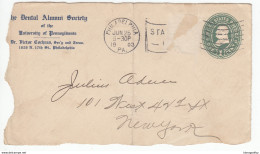 US Postal Stationery Stamped Envelope Only Front Page Travelled 1903 Philadelphia, PA To NY U352 Franklin Bb161110 - 1901-20