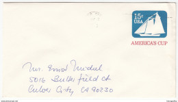 US Postal Stationery Stamped Envelope Travelled 198? Culver City, CA U598 America's Cup Bb161110 - 1981-00