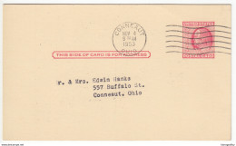 US Postal Stationery Postcard Travelled 1953 Conneaut, OH UX38 Franklin Bb161110 - 1941-60