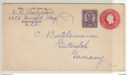 US Postal Stationery Stamped Envelope Washington Travelled 1931 Berkeley, California To Gütersloh, Germany U429 Bb161110 - 1921-40