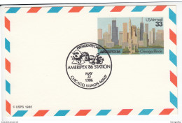 US Postal Stationery Postcard Airmail 1986 Chicago Skyline UXC23 Bb161110 - 1981-00