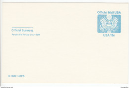 US Postal Stationery Official Postcard 1983 The Great Seal UZ2 Bb161110 - 1981-00