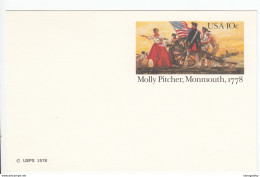 US Postal Stationery Postcard 1978 Molly Pitcher Firing Cannon At Monmouth UX77 Bb161110 - 1961-80