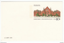 US Postal Stationery Postcard 1978 Centenary Of Cincinnati Music Hall UX73 Bb161110 - 1961-80