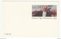 US Postal Stationery Postcard Francis Vigo (1747-1836) UX111 Bb161110 - 1981-00