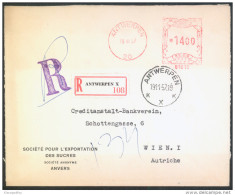 Meter Stamp On Registered Letter Cover Travelled 1957 Antwerpen To Wien Bb161028 - Storia Postale