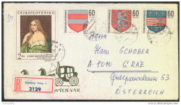 Czechoslovakia Letter Cover Censored Registered Travelled To Austria 1968 Bb161028 - Lettres & Documents