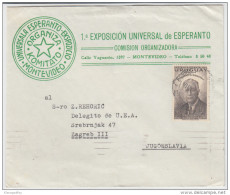 Uruguay Montevideo Esperanto Special Cover Travelled To Yugoslavia 1954 B160711 - Esperanto