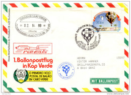 1. Ballonpostflug In Kap Verde Special Cover Cabo Verde Baloon Travelled 1989 To Graz Bb160110 - Other (Air)