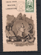 FRANCE - 1948 - LAMARTINE 1F + 1F ON MAXI CARD - VERY FINE  - Brieven En Documenten