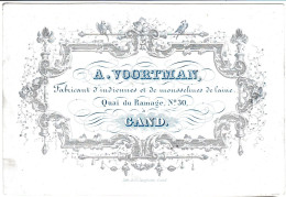 Belgique "Carte Porcelaine"  Porseleinkaart, A. Voortman, Indiennes Et Mousselines, Gand, Gent, Dim:122x82mm - Cartoline Porcellana